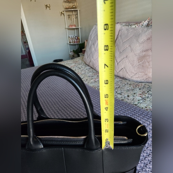 Isadora Woven Black Leather Handbag - Picture 6 of 7